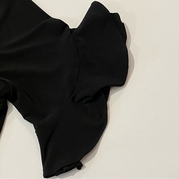 Calvin Klein Black Petal Sleeve Blouse Round Neck With Keyhole Women's Size M/L - Picture 9 of 12